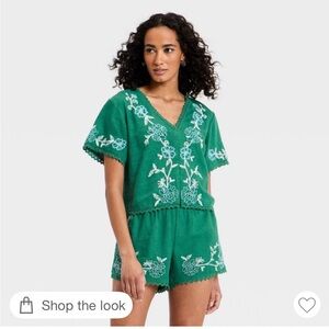 Green Embroidered Top